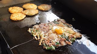 노릇노릇 맛있는 범일 빈대떡, 파전 (Bindaetteok , ピンデトク , 绿豆煎饼 - 10,000KRW) / korean street food / 부산 길거리음식