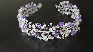 как сделать длинную веточку из бусин и проволоки. wire and beads.