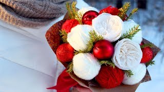 Оригинальный подарок на новый год / Букет из пряжи и ниток своими руками / Мастер-класс