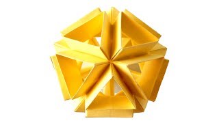 Оригами икосаэдр из бумаги. Модульный шар кусудама