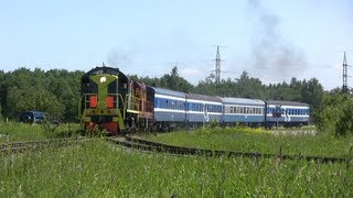 Тепловозы ТЭМ2-6487+ЧМЭ3-4208 отправляет от ст. Ахтме / TEM2-6487+ČME3-4208 leaving Ahtme station
