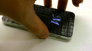 Обтяжка кожей крокодила iPhone 5s, светящийся логотип