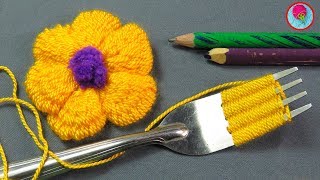 Truco de BORDADO DE FLORES CON UN TENEDOR - Bordado a Mano - flower embroidery with fork