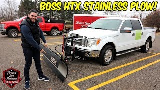 BOSS HTX Half Ton STAINLESS Snow Plow Setup ► Jake's Lawn Care First Plow Setup!