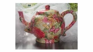 Ceramic Teapot  Tutorial Decoupage Punch Studio Napkins