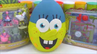 Giant Spongebob Movie Play Doh Surprise Egg Sponge Out Of Water Toys and Minecraft and more!