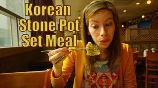 Eating Korean Set Meal Stone Pot (Hanjeongsik 한정식 韓定食) on Valentine's Day in Korea