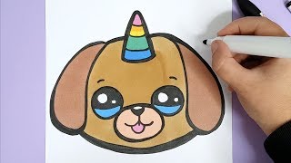 Kawaii Einhorn Hund  EMOJI Malen - Kawaii Bilder