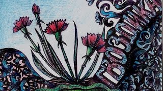 Самый простой для рисования цветок-   как нарисовать ГВОЗДИКУ