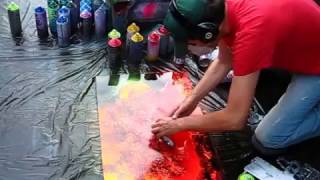 Скоростное рисование аэрозольными красками на Арбате \ Speed ​​drawing aerosol paints on the street