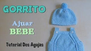 Ajuar: gorro a dos agujas, palitos