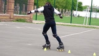 Как научиться ездить спиной вперед на роликах. Урок 2