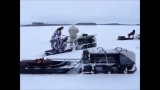 Мотобуксировщик "ОМИЧ" зимняя охота 2016 температура 0,+2