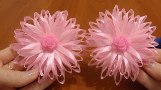 Красивый цветочек на резиночке - Канзаши. Мастер класс