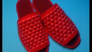 Вязание спицами домашние тапочки на кожаной подошве#147