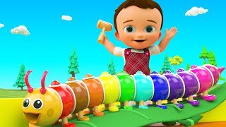 Colors for Children to Learning with Little Baby Fun Play Color Balls Wooden Caterpillar Slider Toy