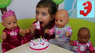 Играем в куклы Baby Born Элене День Рождения с тортом