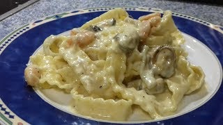 Reginette aux fruits de mer  /  معكرونة بالصلصة البيضاء و فواكه البحر