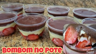 FATURE MUITO COM BOMBOM NO POTE, SOBREMESA FÁCIL DE MORANGOS
