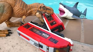 T Rex attacks Lego city train