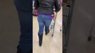 Candid of Leather jacket Woman