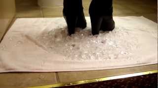 Diba black leather high heel boots trampling and crushing #1