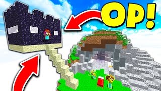 NEW OVERPOWERED MINECRAFT SKYBASE TROLL! (Minecraft BED WARS)