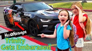 Picking Up the Girls at School in Hello Neighbor Car! Trinity Gets Embarassed!!!