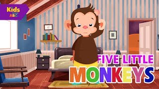 Learn songs for Kids with Five Little Monkeys Jumping on the Bed  | Nursery rhymes | Kidz Learn ABCs