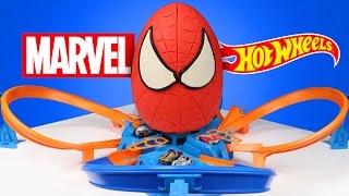 Spiderman Superhero Kinder Play-Doh Surprise Egg with Marvel Hot Wheels Cars & Race Track | KIDCITY