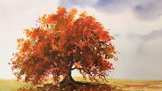 Осень #1Дерево. Акварель  Autumn Tree in watercolour