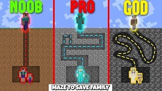 Minecraft Battle : MAZE TO SAVE FAMILY CHALLENGE - NOOB vs PRO vs HACKER vs GOD Minecraft Animation