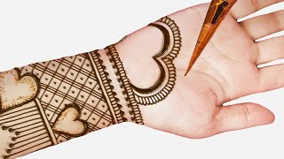 Valentine's Day Special Heart Shape Stylish Mehndi Design for Hands - simple mehndi design