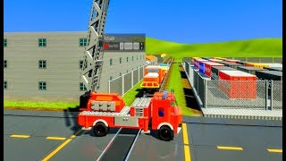 Lego Cars & Fire Trucks vs Lego Train - Brick Rigs - Realistic Crashes