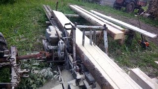 Пилорама с приводом от трактора, технология распила бревна на доски