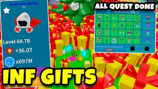 THE OWNER SPAWNED MAX PRESENTS TO COMPLETE ALL EVENT QUESTS (Insane Mythical) | Unboxing Simulator