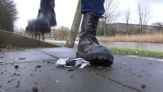 Steel Army / Ranger boots stomp trample and destroy Jaguar toy model car