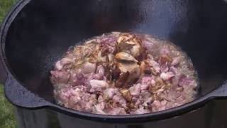 Рецепт плова из баранины с нутом. Готовим в казане с сайтом http://picnik.by. Uzbek plov with lamb.