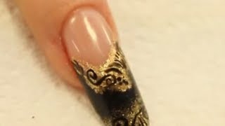 Ongle Acrylique Noir et Doré Tutoriel par Naio Nails