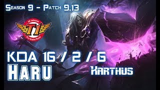 SKT T1 Haru KARTHUS vs OLAF Jungle - Patch 9.13 KR Ranked