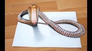 3D ÇİZİM /3 BOYUTLU ÇİZİM / KOBRA YILANI ÇİZİMİ / 3D SNAKE COBRA DRAWİNG