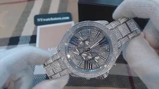 Women's Michael Kors Wren Steel Silver Crystalized Chronograph Watch MK6317