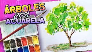 Acuarela - PINTAR un ARBOL en acuarela (facil para principiantes)