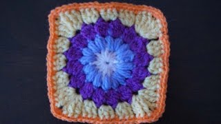 Квадратный мотив крючком+мотив для мыска вязаной из квадратов обуви / Crochet square