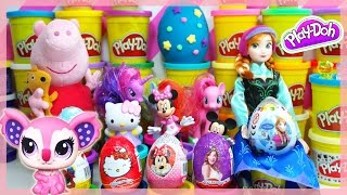 Violetta 3 Kinder Peppa pig Surprise Eggs Play Doh LPS Spiderman Frozen