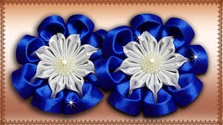 МК/DIY | ЦВЕТОК ИЗ ЛЕНТЫ | КАНЗАШИ СВОИМИ РУКАМИ | KANZASHI FLOWER
