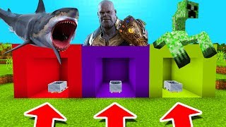 Minecraft PE : DO NOT CHOOSE THE WRONG MINECART! (Shark, Thanos & Mutant Creeper)