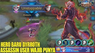TIPS TRICKS HERO BARU DYRROTH - HERO FIGHTER RASA ASSASSIN! PENJELASAN SKILL DAN BUILD DYRROTH