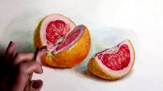 Грейпфрут, этюд акварелью