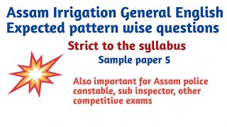 Assam Irrigation English important questions...